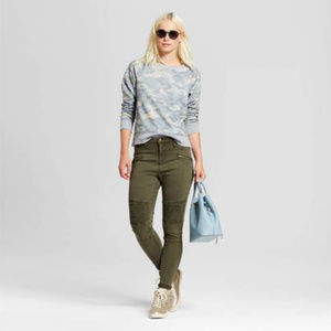 Mossimo Moto Jeggings Green Sz 8/29 Super-stretch